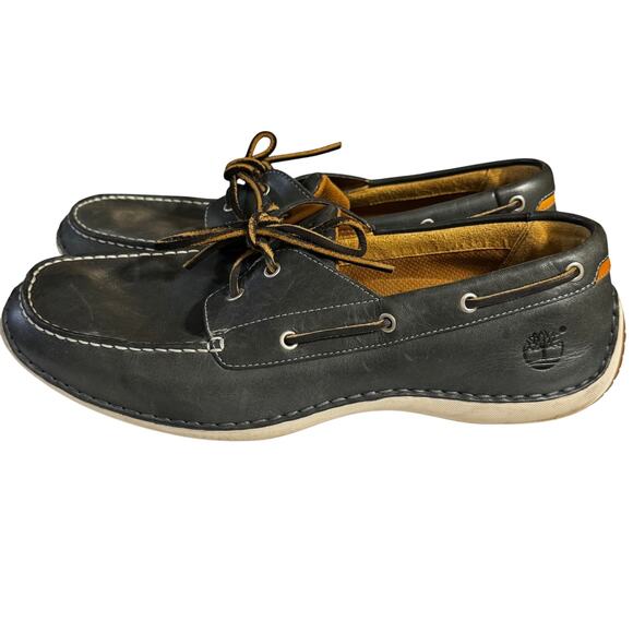 Timberland Mens 11.5M Leather Boat Shoes Smart Comfort Casual Gray‎